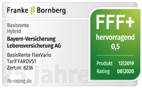 Franke-Bornberg bewertet unsere BasisRente FlexVario mit der Höchstnote