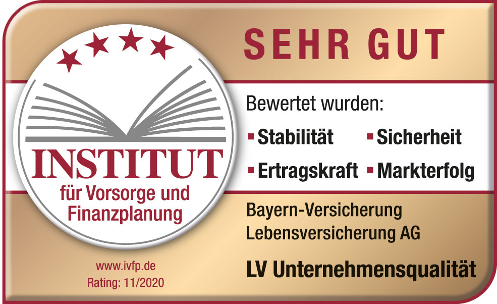 2020: Das Institut für Vorsorge und Finanzplanung gibt uns im LV-Rating Unternehmensqualität die Note