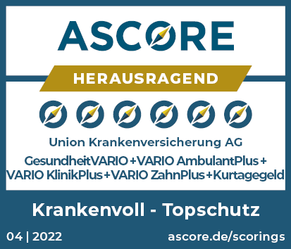 Krankenvollversicherung GesundheitVARIO wurde von Ascore mit der Höchstnote