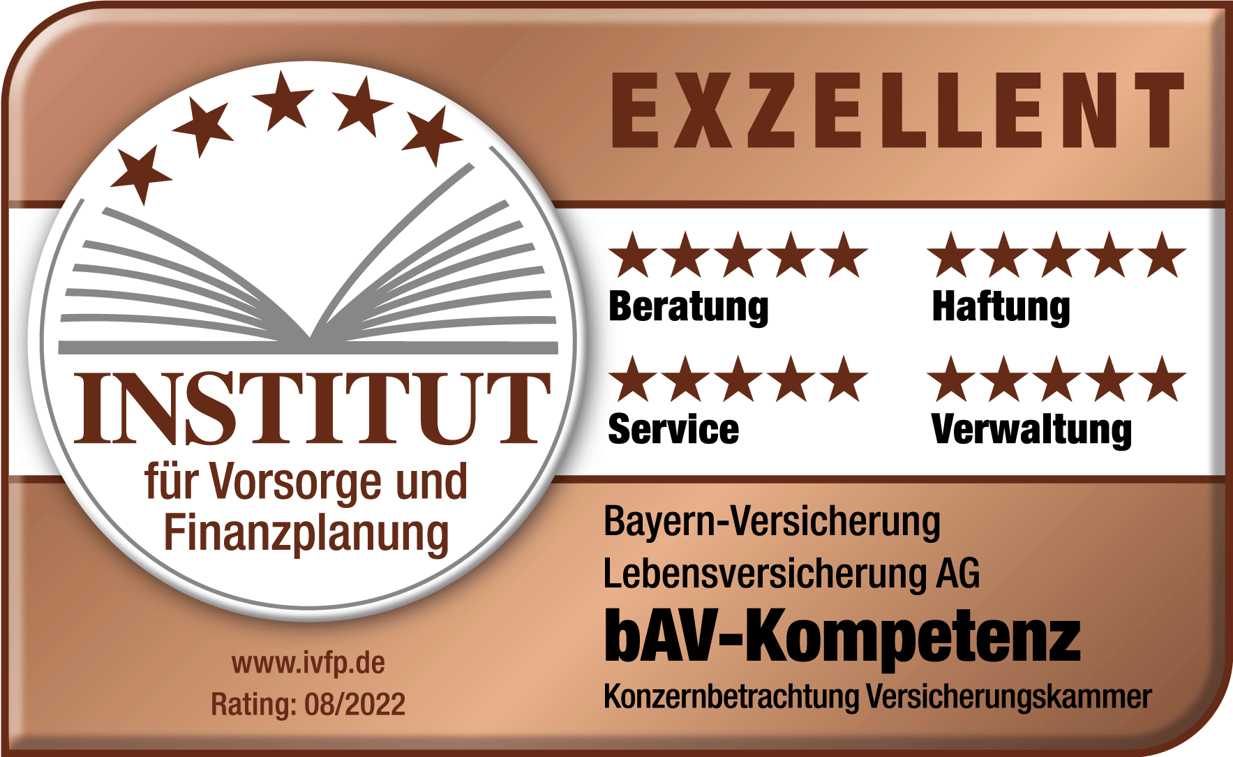 bAV-Kompetenz-Rating - Exzellent beim Instituts für Vorsorge- und Finanzplanung