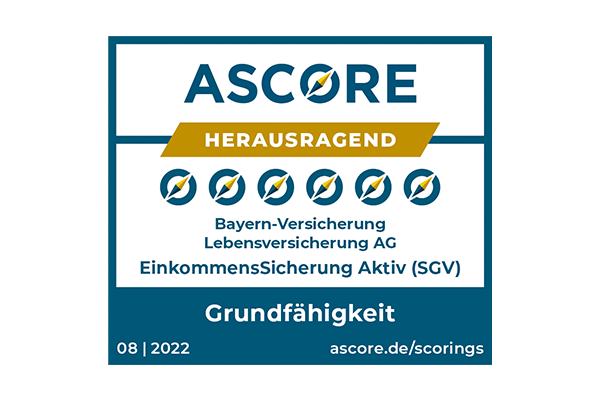 2022: Das Analysehaus ASCORE zeichnet unsere neue Grundfähigkeitsversicherung 