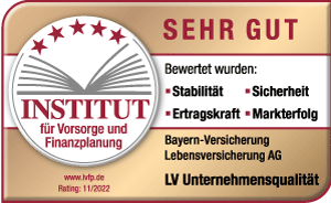 2021: Das Institut für Vorsorge und Finanzplanung gibt uns im LV-Rating Unternehmensqualität die Note 