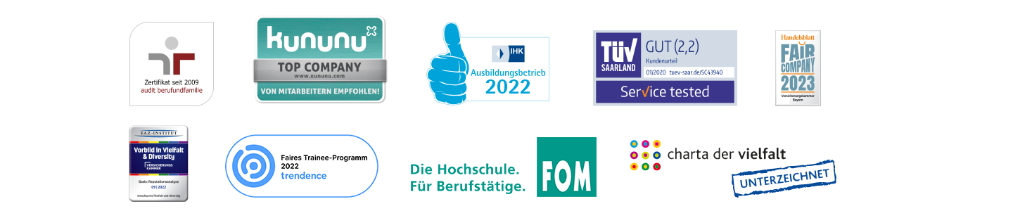 Siegel und Auszeichnungen der Versicherungskammer Bayern als zuverlässiger Arbeitgeber